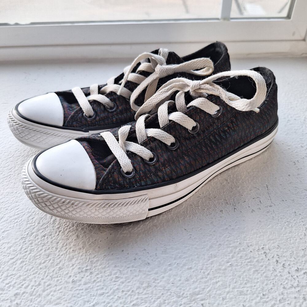 Converse All Star womens 5 kids 3 black shimmer geometric metallic sneakers